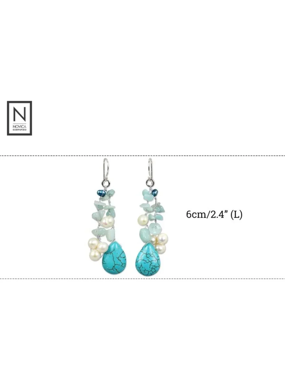 Handcrafted Pearl Waterfall Earrings | Amazonite & Turquoise Beaded Dangle